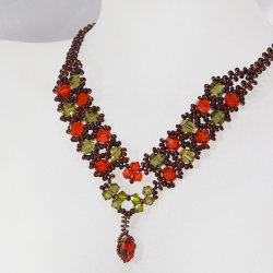 Necklace Copper brass - Double V Tisha Red - Necklace Copper brass - Laiton cuivre